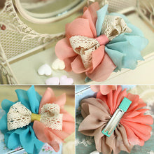Kids Hair Pin Girls Gauze Flower Bowknot Bi-color Headwear Hair Clip 2 Pattern Free ping NW