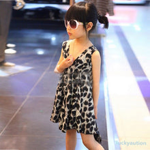 Kids Princess Girls Leopard One Piece Dress V-neck Dress Clothes Chiffon 2-6T NW