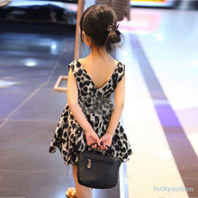 Kids Princess Girls Leopard One Piece Dress V-neck Dress Clothes Chiffon 2-6T NW