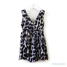 Kids Princess Girls Leopard One Piece Dress V-neck Dress Clothes Chiffon 2-6T NW