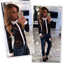 Kimono Women Blouses Patchwork Lace Blusas Long Sleeve Turn-down Collar Tops Floral Design Women Shirts NW