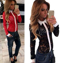 Kimono Women Blouses Patchwork Lace Blusas Long Sleeve Turn-down Collar Tops Floral Design Women Shirts NW