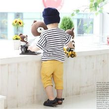 Korean Baby Clothes Kid Boy Striped Zip Casual T-shirt Short Sleeve Shirt Tops 2-7Y NW