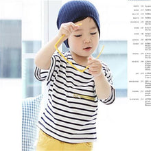 Korean Baby Clothes Kid Boy Striped Zip Casual T-shirt Short Sleeve Shirt Tops 2-7Y NW