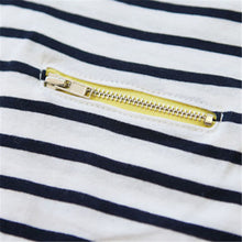 Korean Baby Clothes Kid Boy Striped Zip Casual T-shirt Short Sleeve Shirt Tops 2-7Y NW