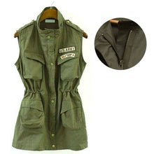 Korean Punk Women Army Green Military Multi-pocket Parka Long Drawstring Elastic Jacket NW