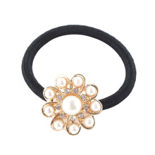 Korean Star Pearl Crystal Rhinestone Flower Headband Ponytail Holder Hair Rope Band Hairband NW
