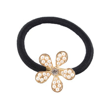 Korean Star Pearl Crystal Rhinestone Flower Headband Ponytail Holder Hair Rope Band Hairband NW