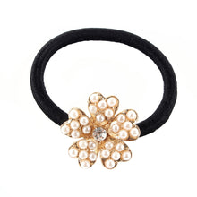 Korean Star Pearl Crystal Rhinestone Flower Headband Ponytail Holder Hair Rope Band Hairband NW