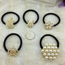 Korean Star Pearl Crystal Rhinestone Flower Headband Ponytail Holder Hair Rope Band Hairband NW