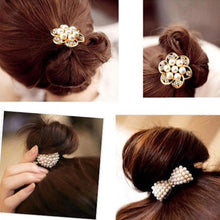 Korean Star Pearl Crystal Rhinestone Flower Headband Ponytail Holder Hair Rope Band Hairband NW