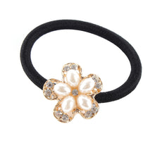 Korean Star Pearl Crystal Rhinestone Flower Headband Ponytail Holder Hair Rope Band Hairband NW