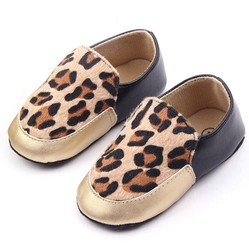 Leopard Print Toddler Baby Kids Girl Shoes Faux Leather Slip On Crib Shoes Prewalker 0-12M NW