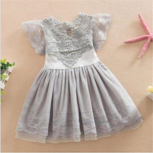 Lovely Baby Girl Lace Tutu Dress Hollw Out Dresses Kids Formal Wedding Party Clothes NW