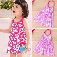 Lovely Baby Girls Backless Floral Pattern Halter Neck Beach Dress 2-7Year NW