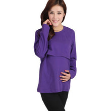 Maternity Clothes Nursing Long Sleeve O Neck T shirt Pregnant Womens Tops NW