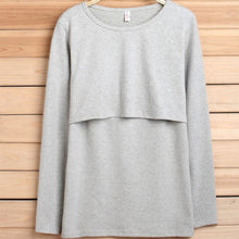 Maternity Clothes Nursing Long Sleeve O Neck T shirt Pregnant Womens Tops NW