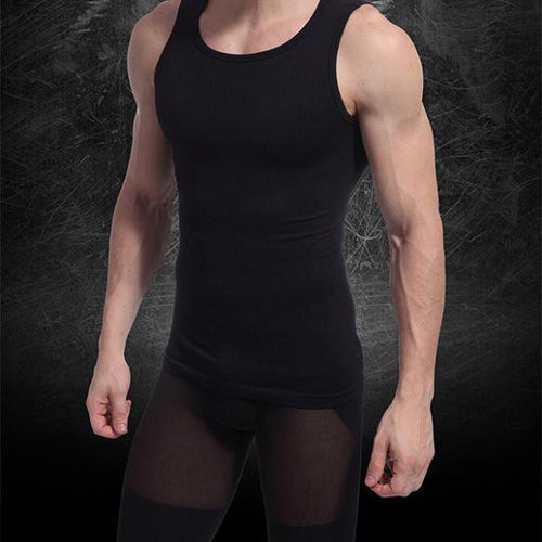 Men Muscle Fitted Body Shaper Boy Tight Stretch Vest Shirt Shapewear Casual Slimming Underwear NW