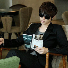 Men Slim Fit Stylish Casual One Button Suit Coat Jacket Business Blazer Black NW