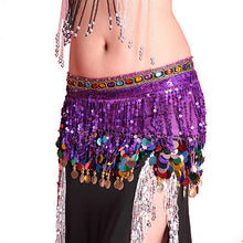 Multi Color Chiffon Belly Dance Hip Scarf Coin Sequin Belt Skirt Tassel Hip Wrap NW