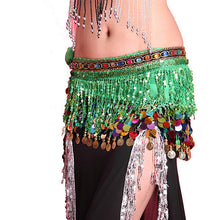 Multi Color Chiffon Belly Dance Hip Scarf Coin Sequin Belt Skirt Tassel Hip Wrap NW