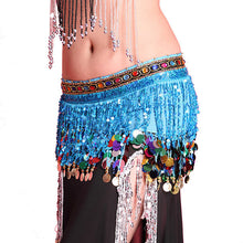 Multi Color Chiffon Belly Dance Hip Scarf Coin Sequin Belt Skirt Tassel Hip Wrap NW