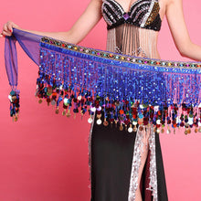 Multi Color Chiffon Belly Dance Hip Scarf Coin Sequin Belt Skirt Tassel Hip Wrap NW