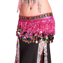 Multi Color Chiffon Belly Dance Hip Scarf Coin Sequin Belt Skirt Tassel Hip Wrap NW