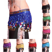 Multi Color Chiffon Belly Dance Hip Scarf Coin Sequin Belt Skirt Tassel Hip Wrap NW