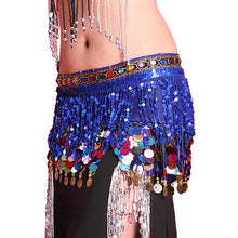 Multi Color Chiffon Belly Dance Hip Scarf Coin Sequin Belt Skirt Tassel Hip Wrap NW