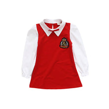 New 2-7Years Kids Lovely Girl False Two-piece Dress Children Mini Dresses Toddlers Clothes NW