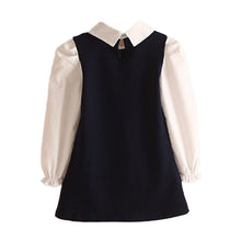 New 2-7Years Kids Lovely Girl False Two-piece Dress Children Mini Dresses Toddlers Clothes NW