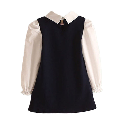 New 2-7Years Kids Lovely Girl False Two-piece Dress Children Mini Dresses Toddlers Clothes NW