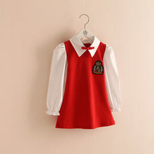 New 2-7Years Kids Lovely Girl False Two-piece Dress Children Mini Dresses Toddlers Clothes NW