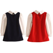 New 2-7Years Kids Lovely Girl False Two-piece Dress Children Mini Dresses Toddlers Clothes NW