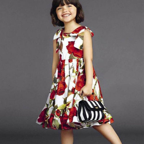 New Baby Girl Floral Dress Sleeveless Cotton Children Kids Sundress NW