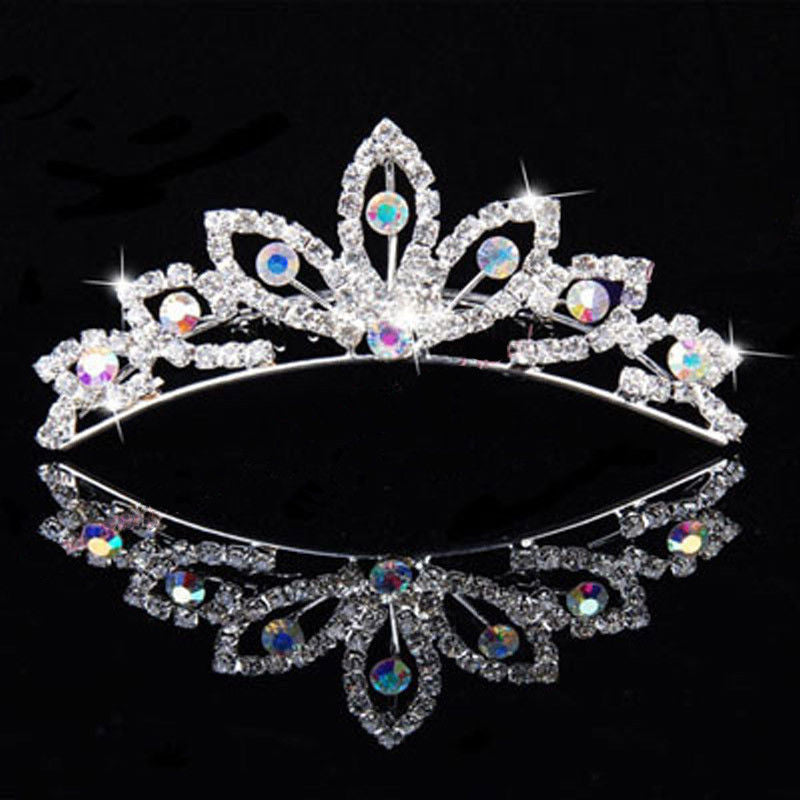 New Color Elegant Pearl Rhinestone inlay Crown Tiara Hair Comb NW