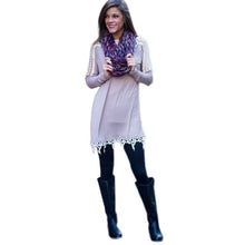 New Fall Chic Women Lace Shoulder T-shirt Casual Loose Top Pullover Long Section NW