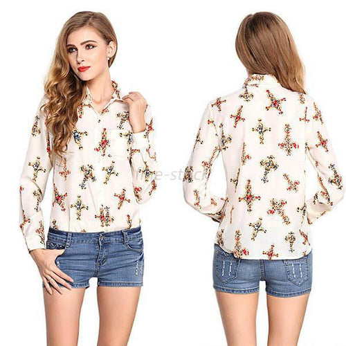New Fashion Women Long Sleeve Vintage Sheer Tops Shirt Chiffon Blouse 9 Style NW