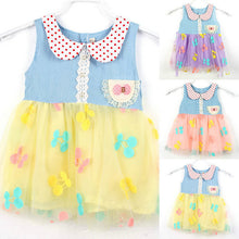 New Girl Lapel Button Down One-Piece Denim Shirt Tulle Dress Kids Tutu Dress 1-5Y NW