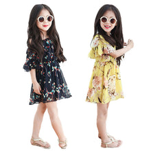 New Kid Girl Off Shoulder Floral Short Sleeve Dress Chiffon Mini Dress 2-7Y NW