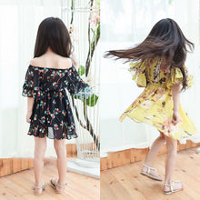 New Kid Girl Off Shoulder Floral Short Sleeve Dress Chiffon Mini Dress 2-7Y NW