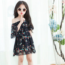 New Kid Girl Off Shoulder Floral Short Sleeve Dress Chiffon Mini Dress 2-7Y NW