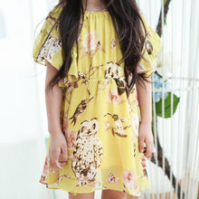 New Kid Girl Off Shoulder Floral Short Sleeve Dress Chiffon Mini Dress 2-7Y NW