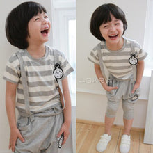 New Kids Boys Clothing Sets Baby Straps Striped Shirts Harem Pants Suit Cotton 2pcs Set Outfits Clothes 0-4Y NW