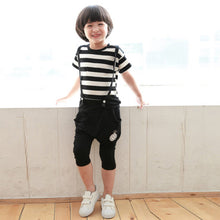 New Kids Boys Clothing Sets Baby Straps Striped Shirts Harem Pants Suit Cotton 2pcs Set Outfits Clothes 0-4Y NW