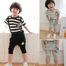 New Kids Boys Clothing Sets Baby Straps Striped Shirts Harem Pants Suit Cotton 2pcs Set Outfits Clothes 0-4Y NW