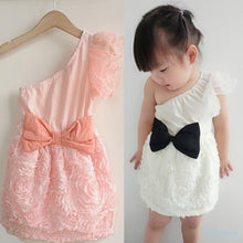 New Kids Girls Toddlers Bow-knot One Piece Dress One Shoulder Lace 1-7Y NW