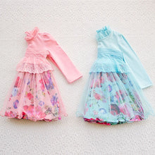 New Lovely 1-6Y Kids Girls Dress Pleated Lace Floral Dresses Long Sleeve Baby Tutu Dress Clothes NW