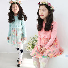 New Lovely 1-6Y Kids Girls Dress Pleated Lace Floral Dresses Long Sleeve Baby Tutu Dress Clothes NW